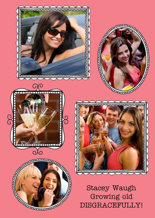 Bright Pink Photo Frame Personalised Card