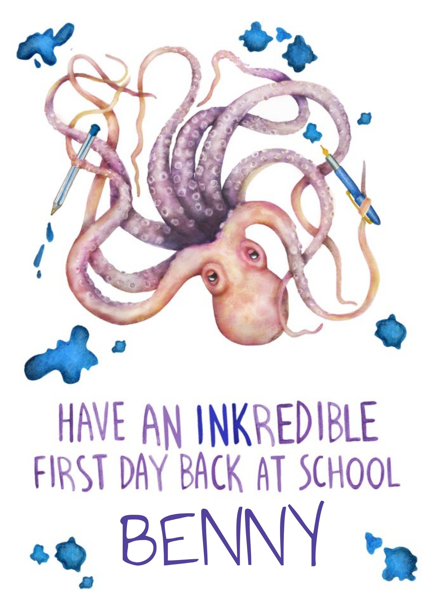 Moonpig Octopus Pun Incredible First Day Back At School Card Ecard