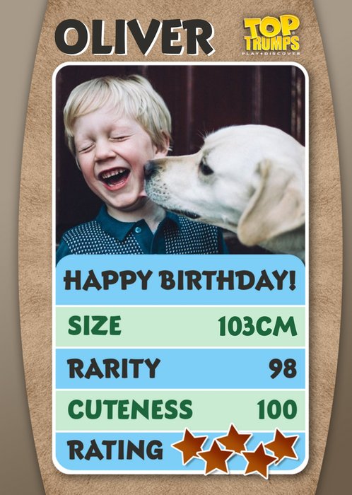 Top Trumps Bulldog Fact Photo Upload Birthday Card