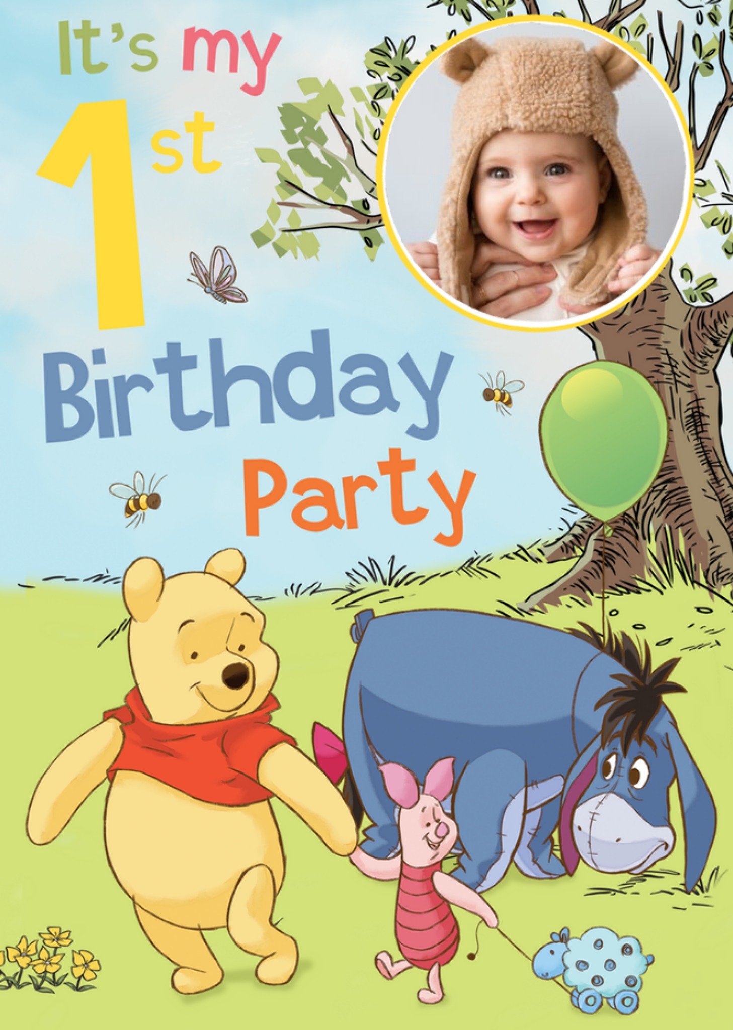 Disney Winnie The Pooh 1st Birthday Party Invitation Ecard