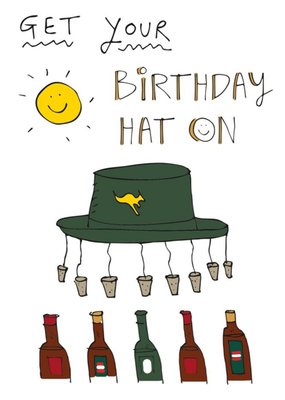 Felt Studios Aussie Hat Sun Beers Birthday Card