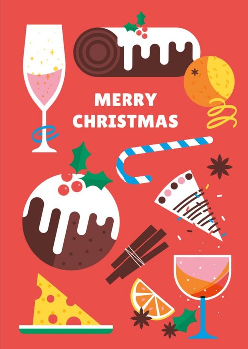 Merry Christmas Food Illustrations Card