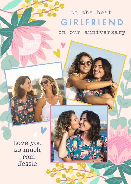 Best Girlfriend Floral Anniversary Card