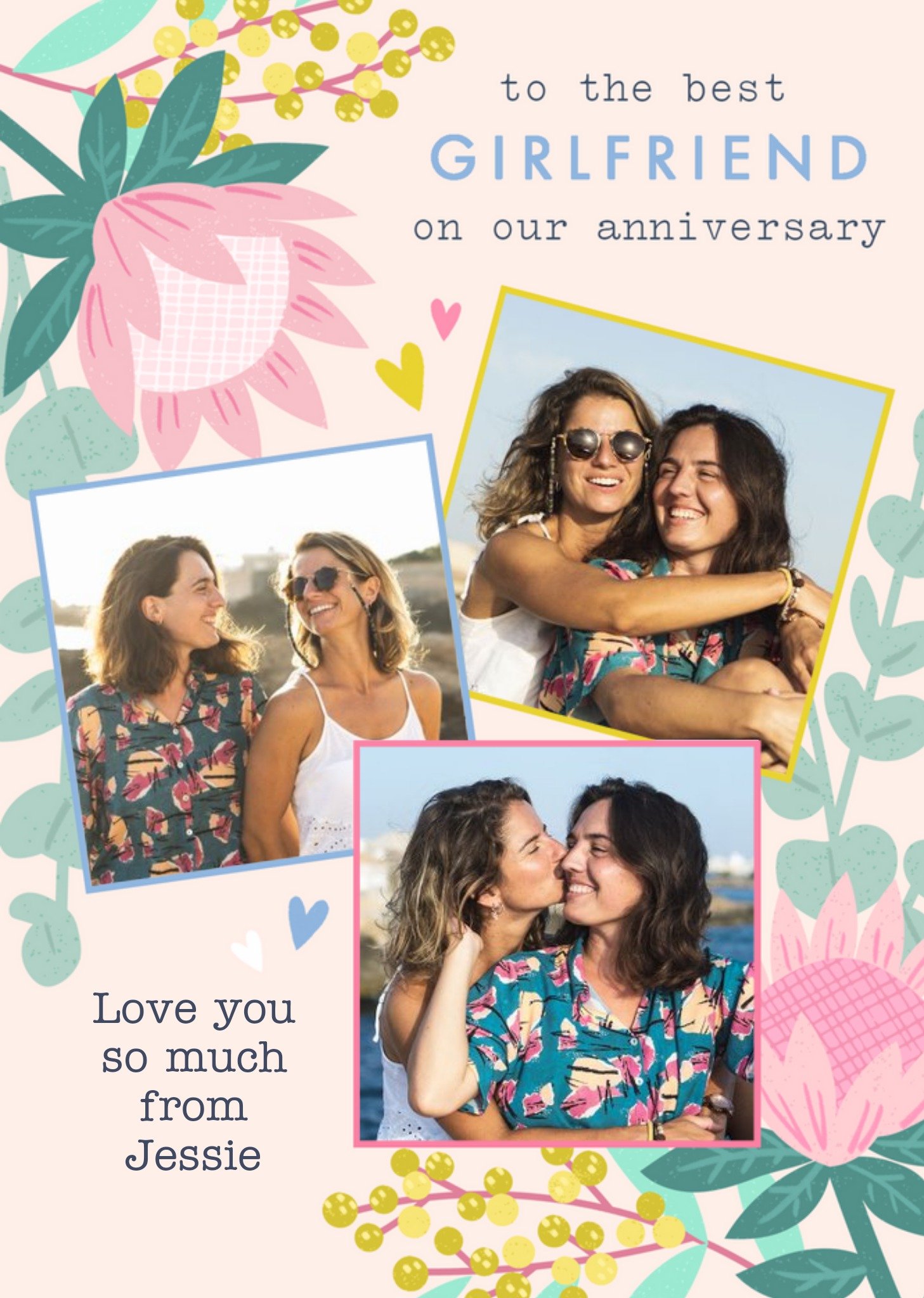 Best Girlfriend Floral Anniversary Card Ecard