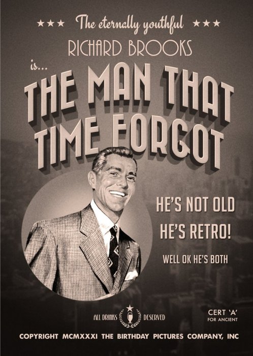 Film Noir The Man That Time Forgot Birthday Card
