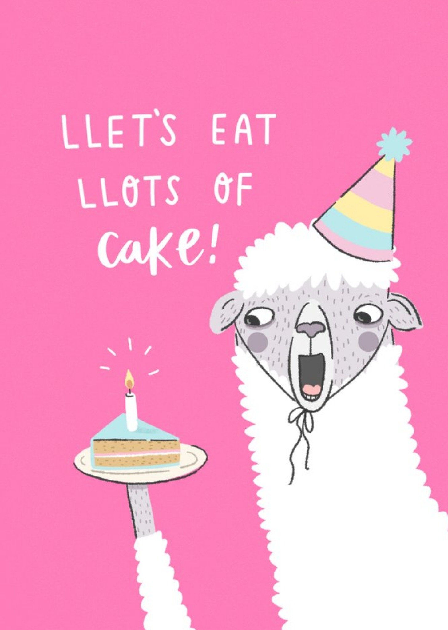 Funny Llets Eat Llots Of Cake Birthday Card Ecard