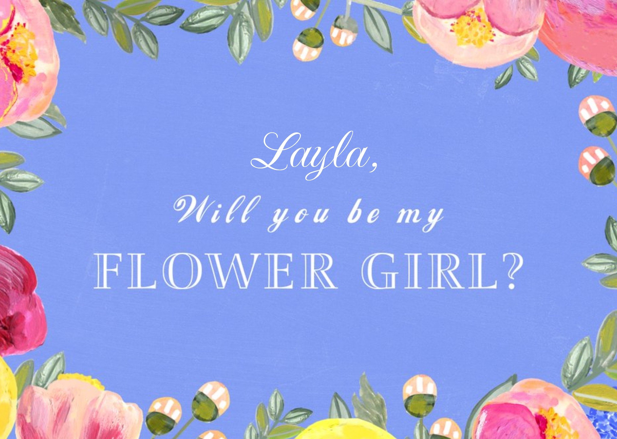 Moonpig Personalised Bright Flowers Will You Be My Flower Girl Card, Large