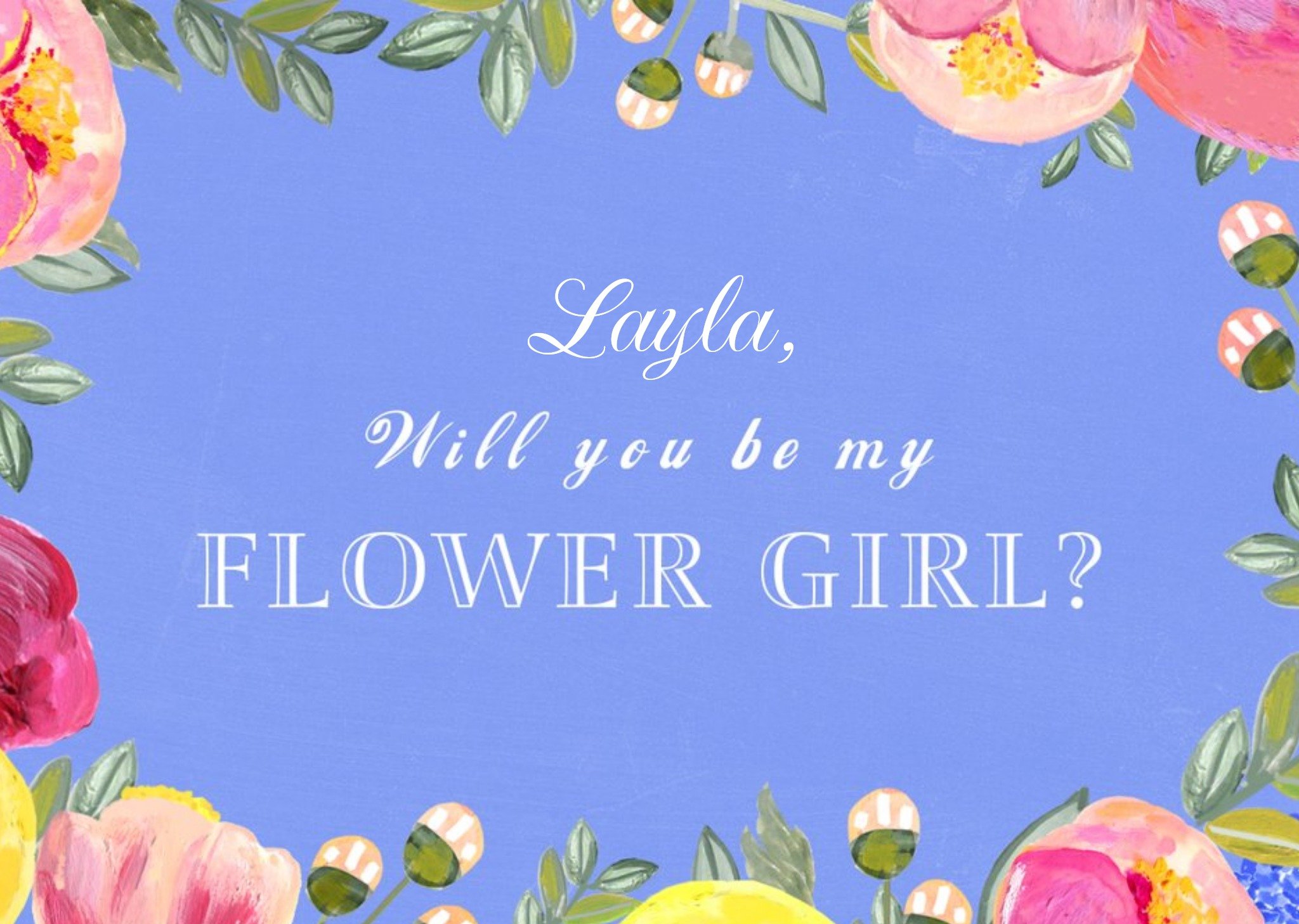 Personalised Bright Flowers Will You Be My Flower Girl Card Ecard