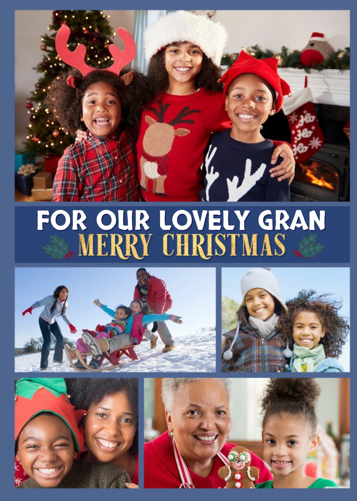 Multiple Photo Upload Charistmas Card For Gran Or Granny Ecard