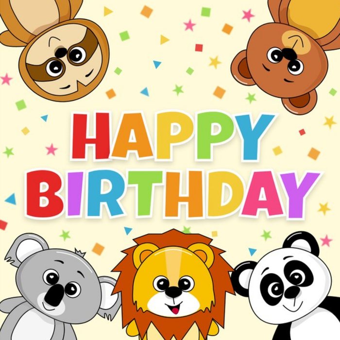 Happy Birthday Animal Characters Children's Birthday Card