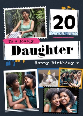 Modern Photo Upload Collage Daughter Birthday Card