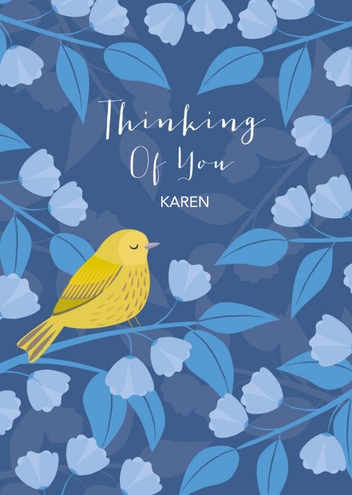Klara Hawkins Illustrative Yellow Bird Thinking Of You Sympathy Card