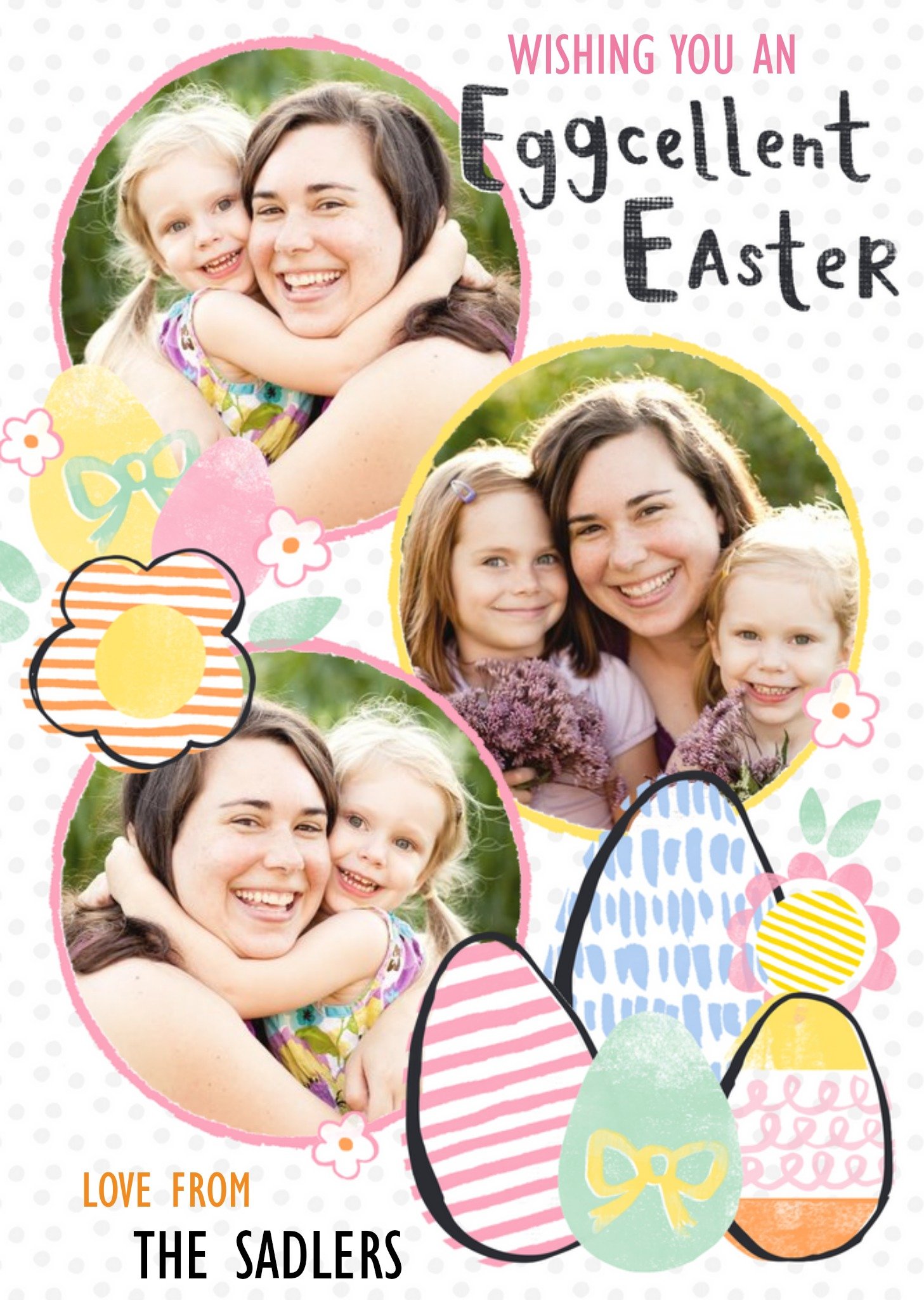 Moonpig Pastel Eggs And Flowers Multi-Photo Wishing You A Happy Easter Card, Large