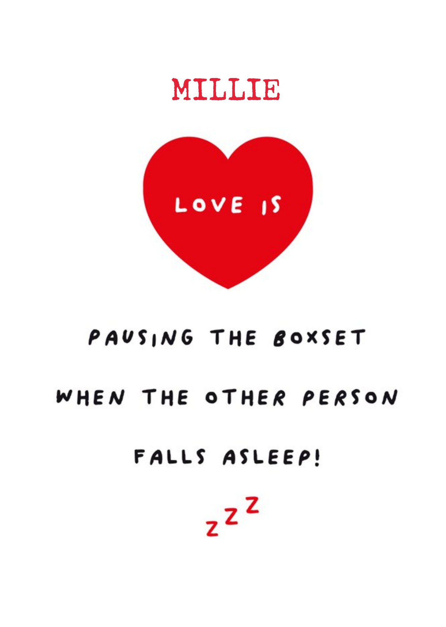 Moonpig Illustrated Type Love Is Heart Valentines Card Ecard