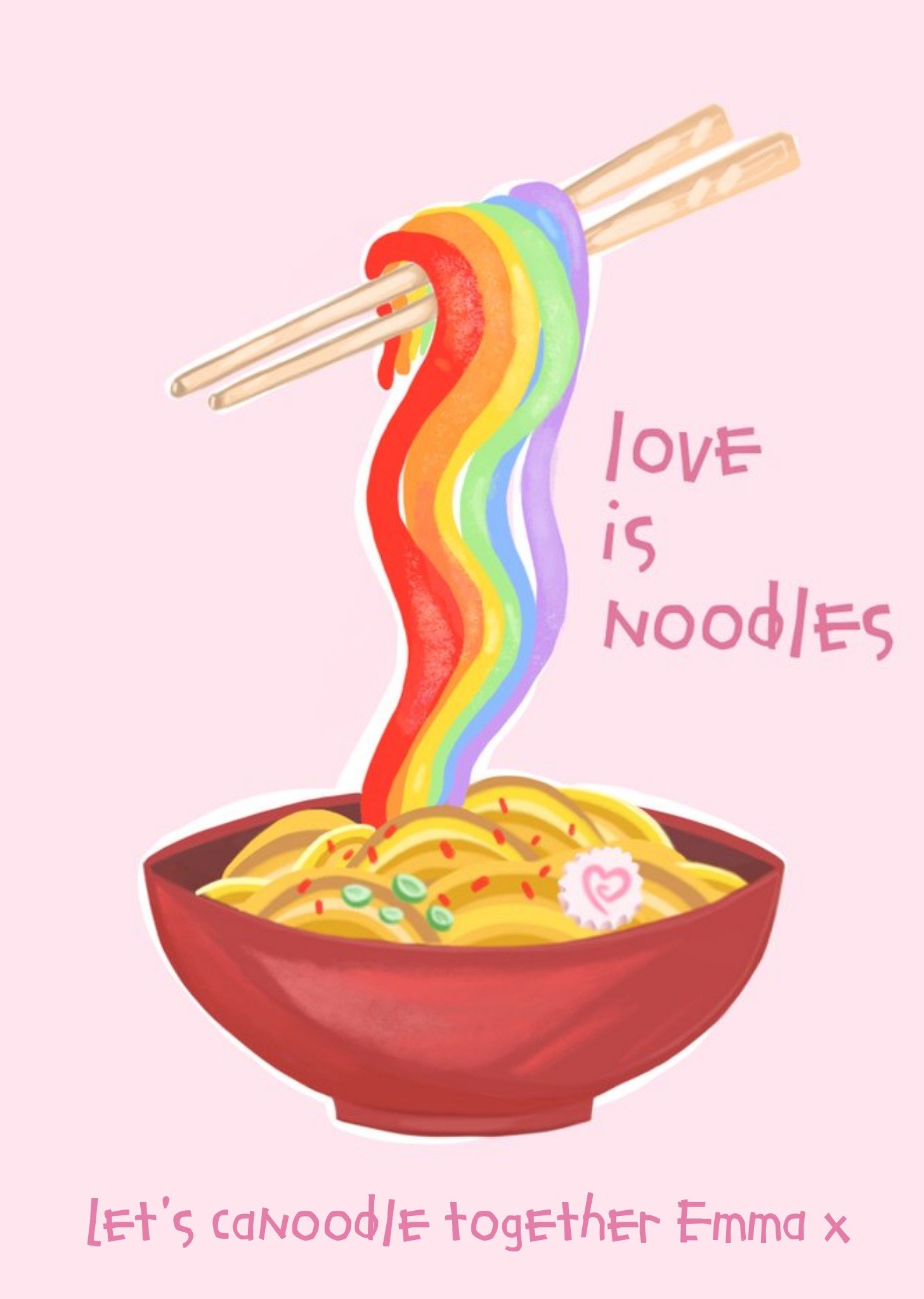 Illustrated Love Is Noodles Pride Rainbow Someone Special One I Love Birthday Card Ecard