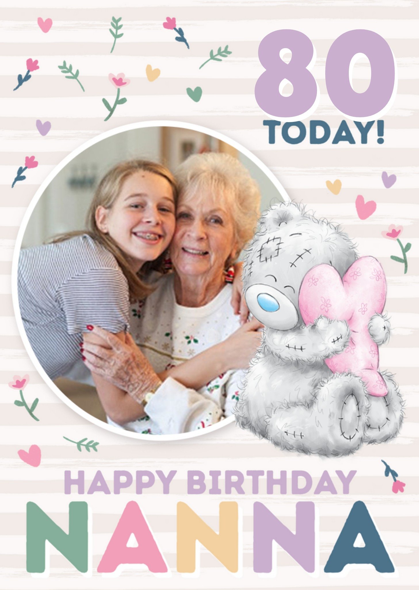 Me To You Tatty Teddy 80 Today Happy Birthday Nanna Photo Upload Card Ecard