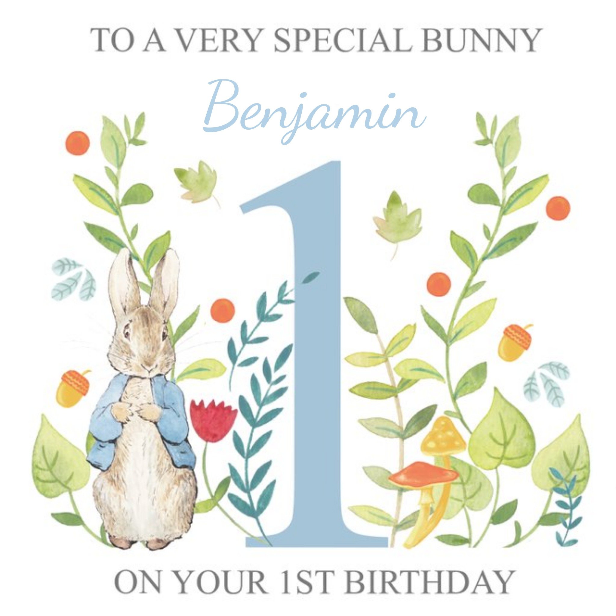 Beatrix Potter Peter Rabbit Special Bunny 1st Birthday Card, Square