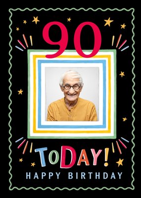 Happy Birthday 90 Today Photo Upload Card With Editable Age