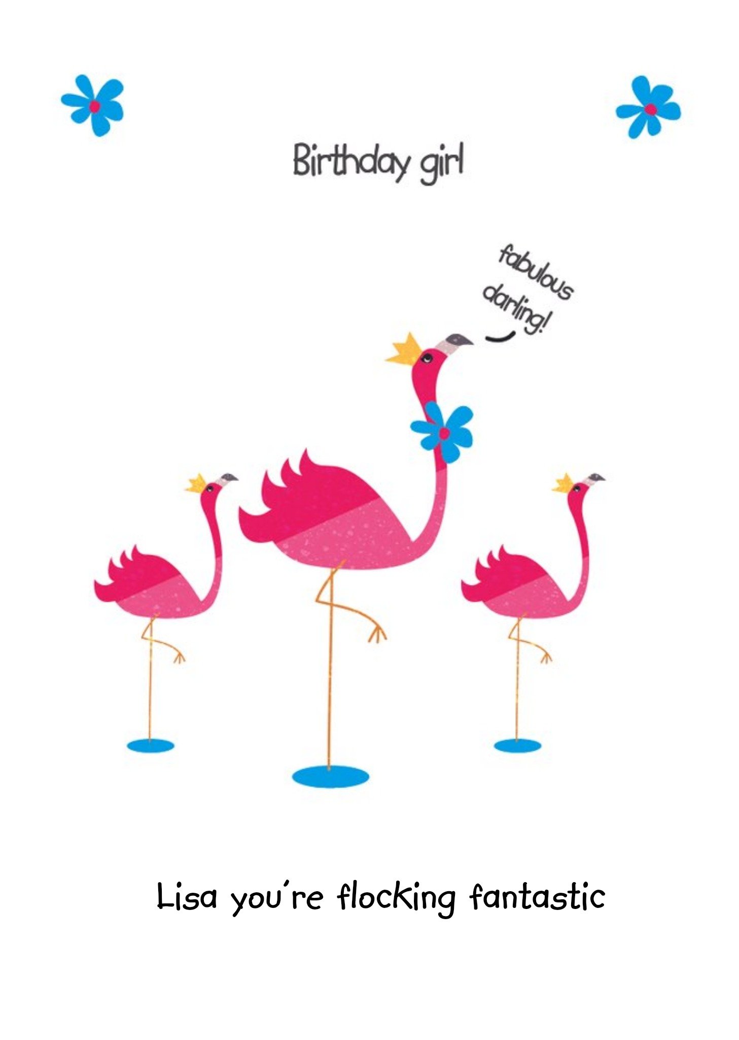 Moonpig Flocking Fantastic Flamingo Birthday Card, Large