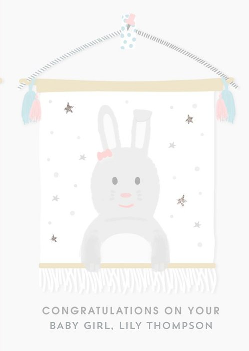 Congratulations On Your Baby Girl Cute Bunny Card