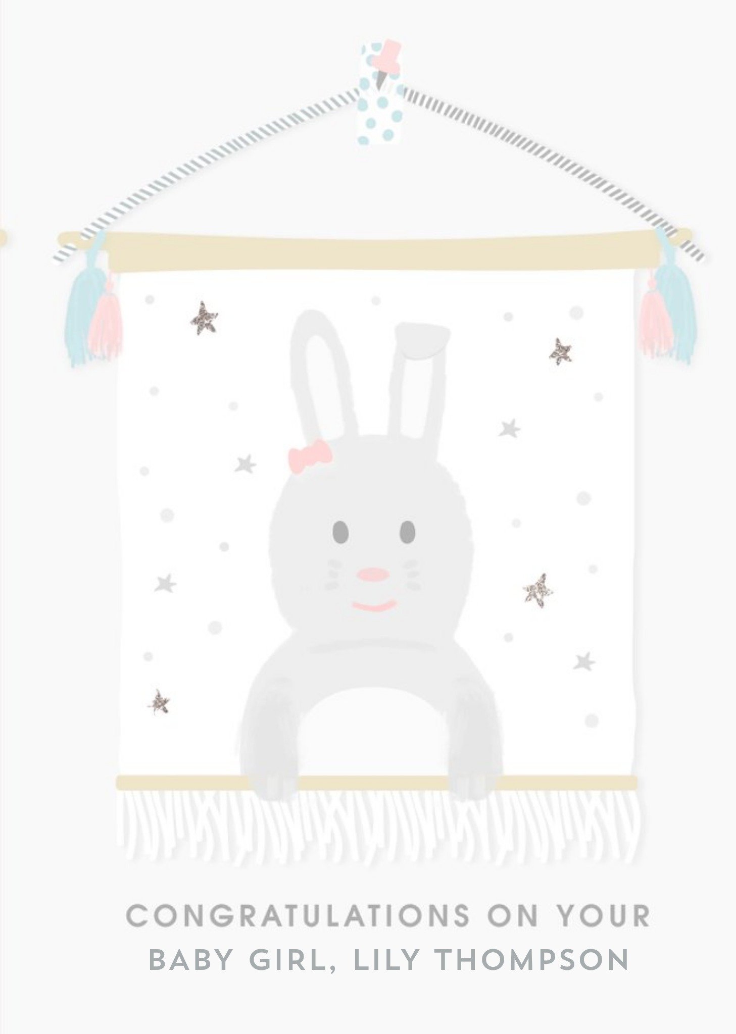 Moonpig Congratulations On Your Baby Girl Cute Bunny Card Ecard