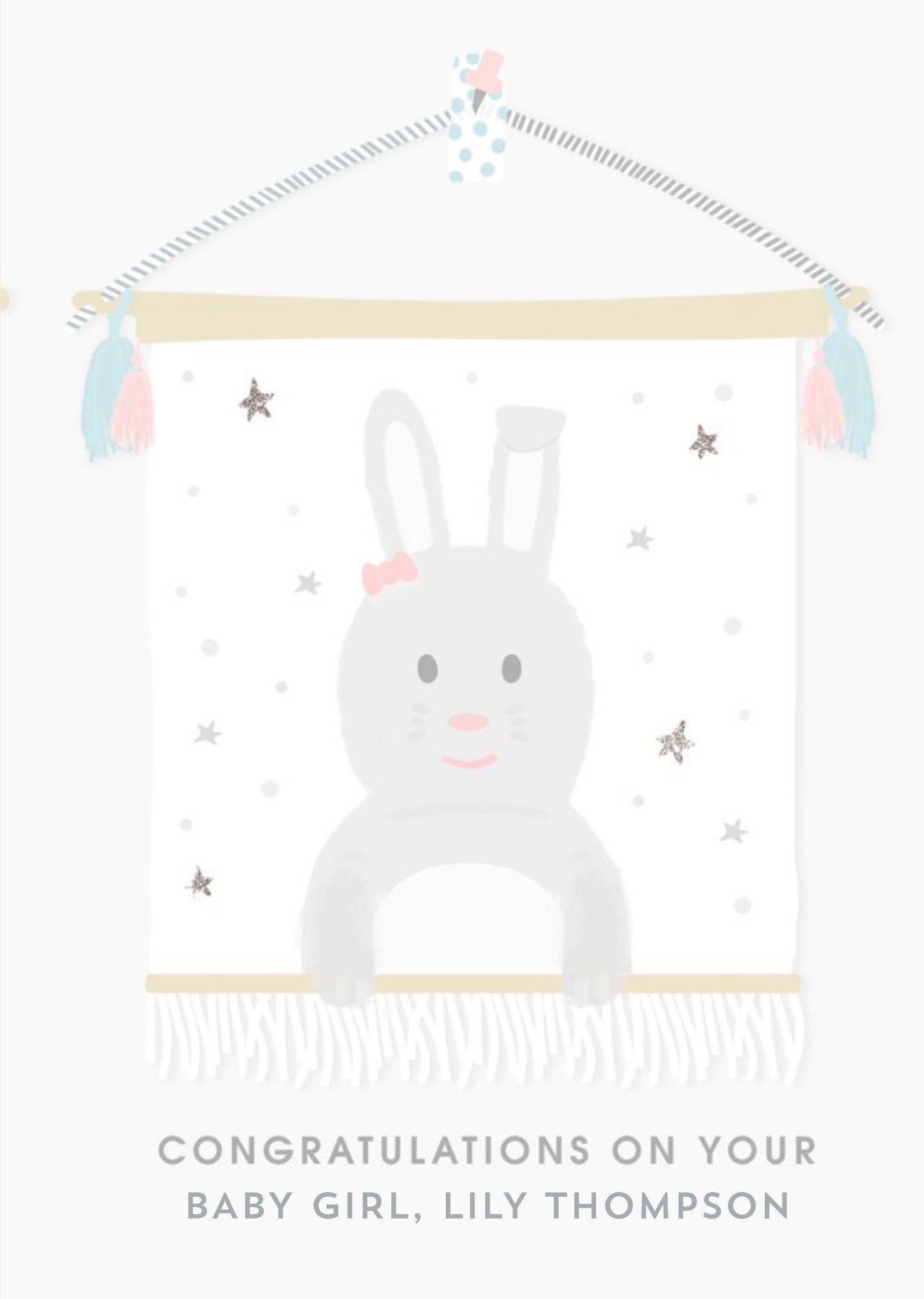 Congratulations On Your Baby Girl Cute Bunny Card Ecard