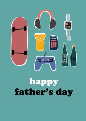 So Groovy Illustrated Modern Gaming Skating Music Happy Fathers Day
