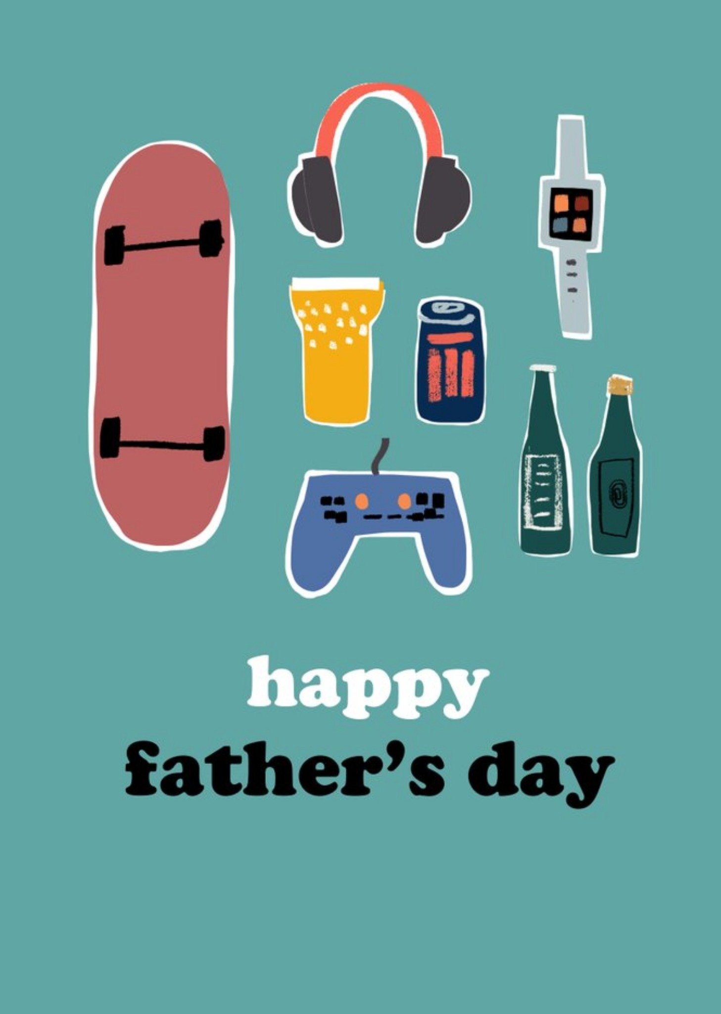 So Groovy Illustrated Modern Gaming Skating Music Happy Fathers Day Ecard