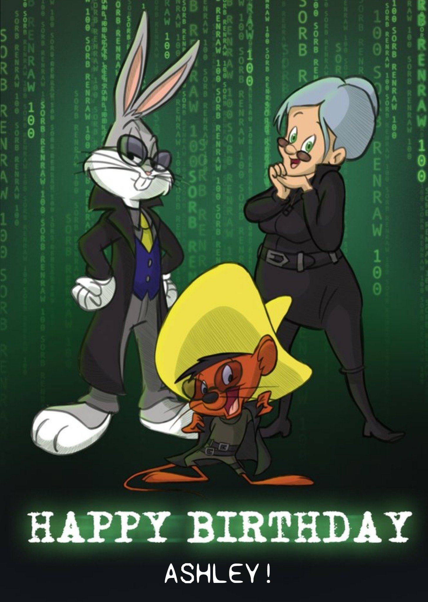 Moonpig Warner Brothers 100 Looney Tunes Matrix Birthday Card, Large