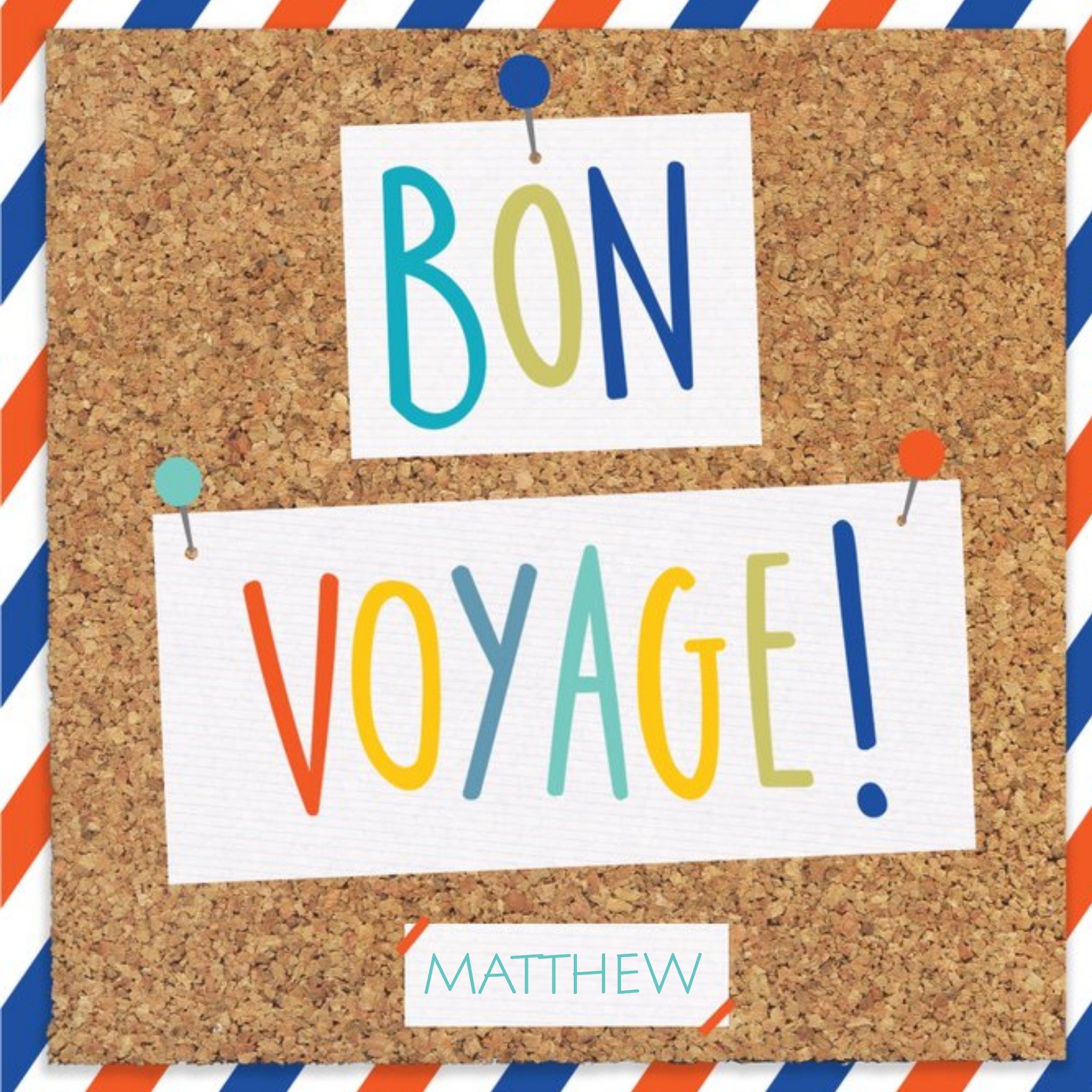 Pinboard Bon Voyage Personalised Card, Square