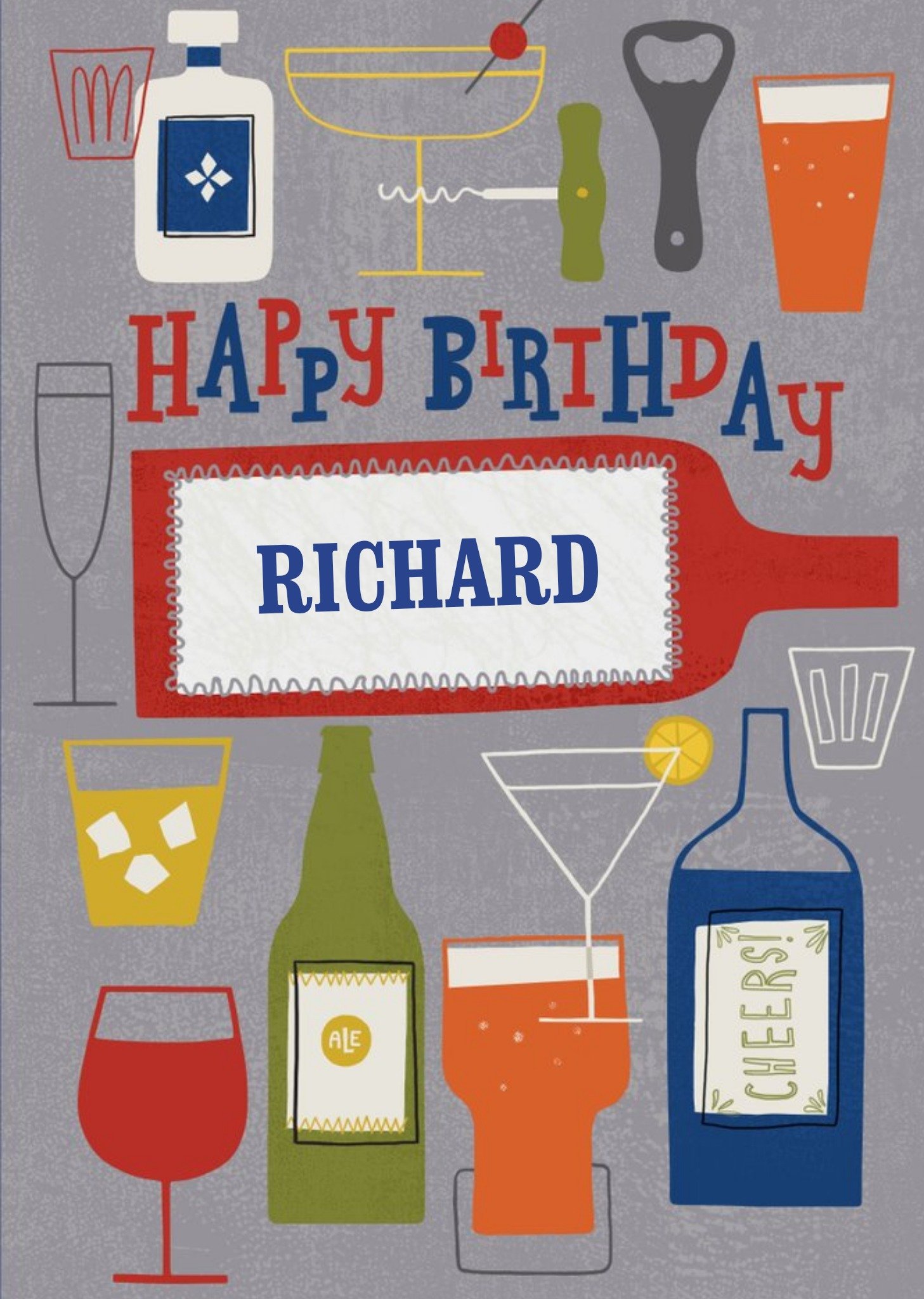 Moonpig Cheers Drinks With Name Personalised Happy Birthday Card Ecard