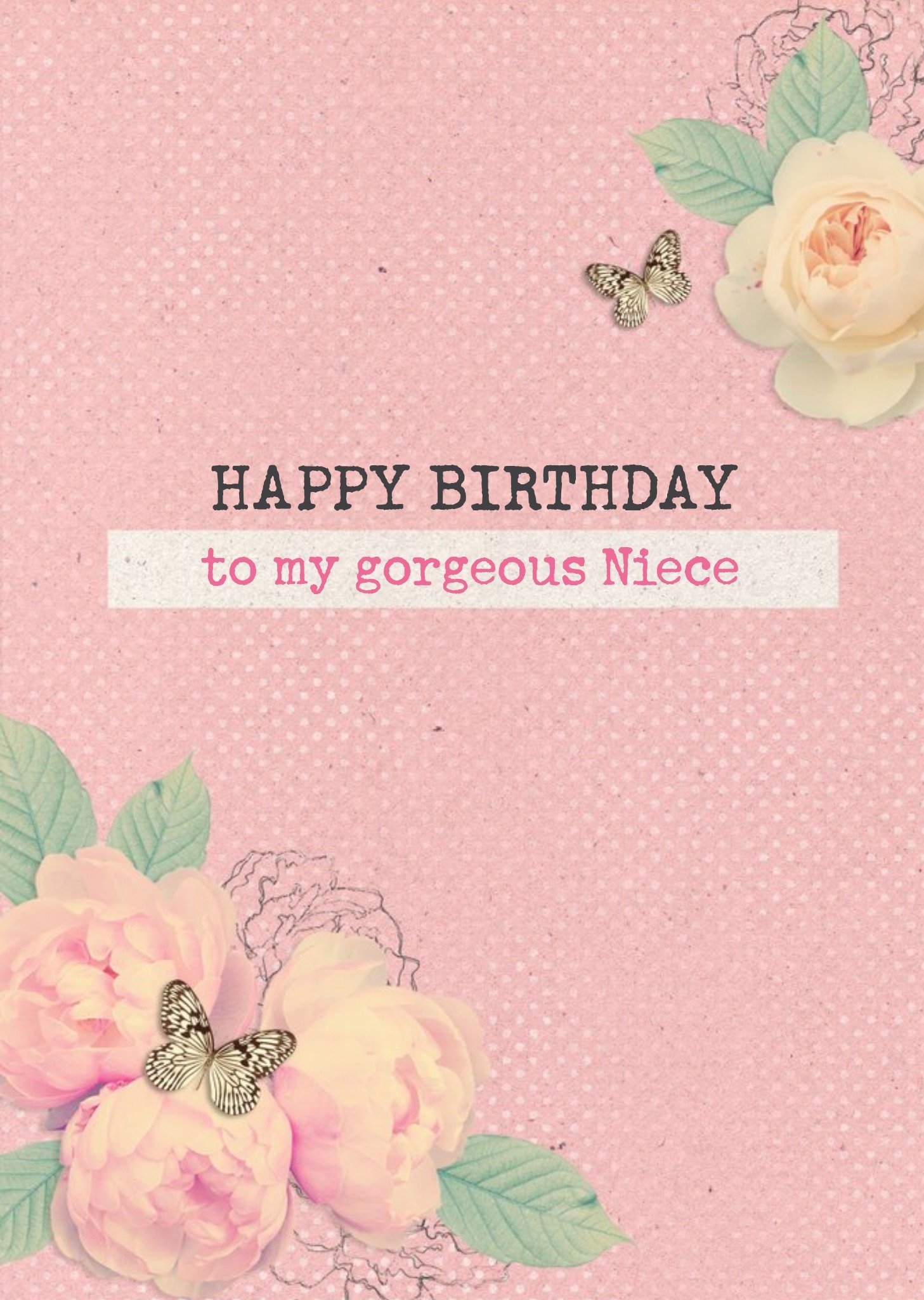 Moonpig Bright Pink Roses Happy Birthday Niece Card, Large