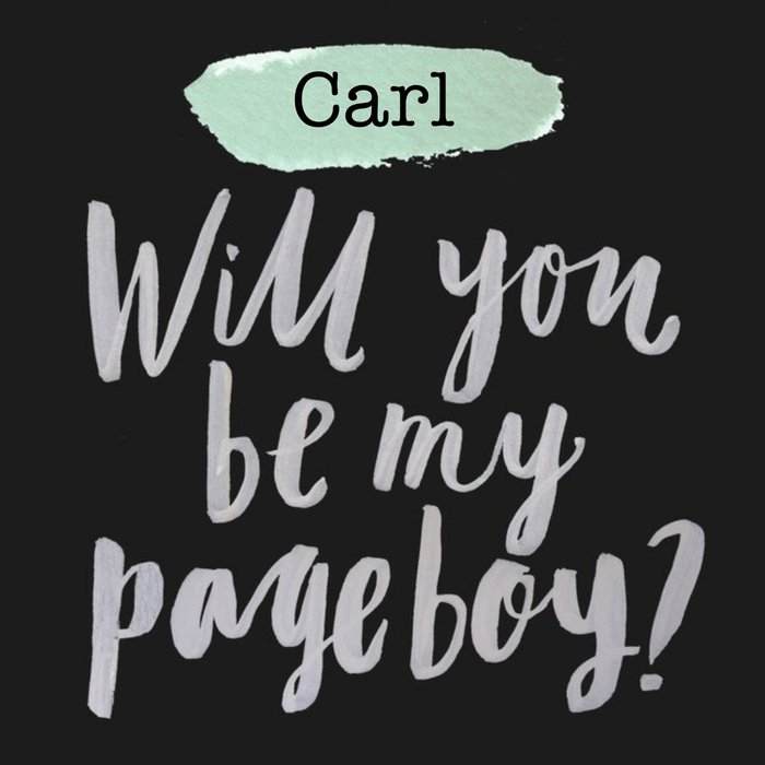 Black And Silver Personalised Will You Be My Pageboy Card