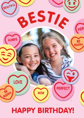 Swizzels Love Hearts Bestie Photo Upload Birthday Card
