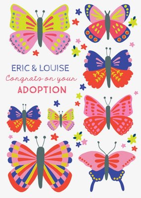 Natalie Alex Designs Bright Illustrated Butterfly Adoption Congratulations Card