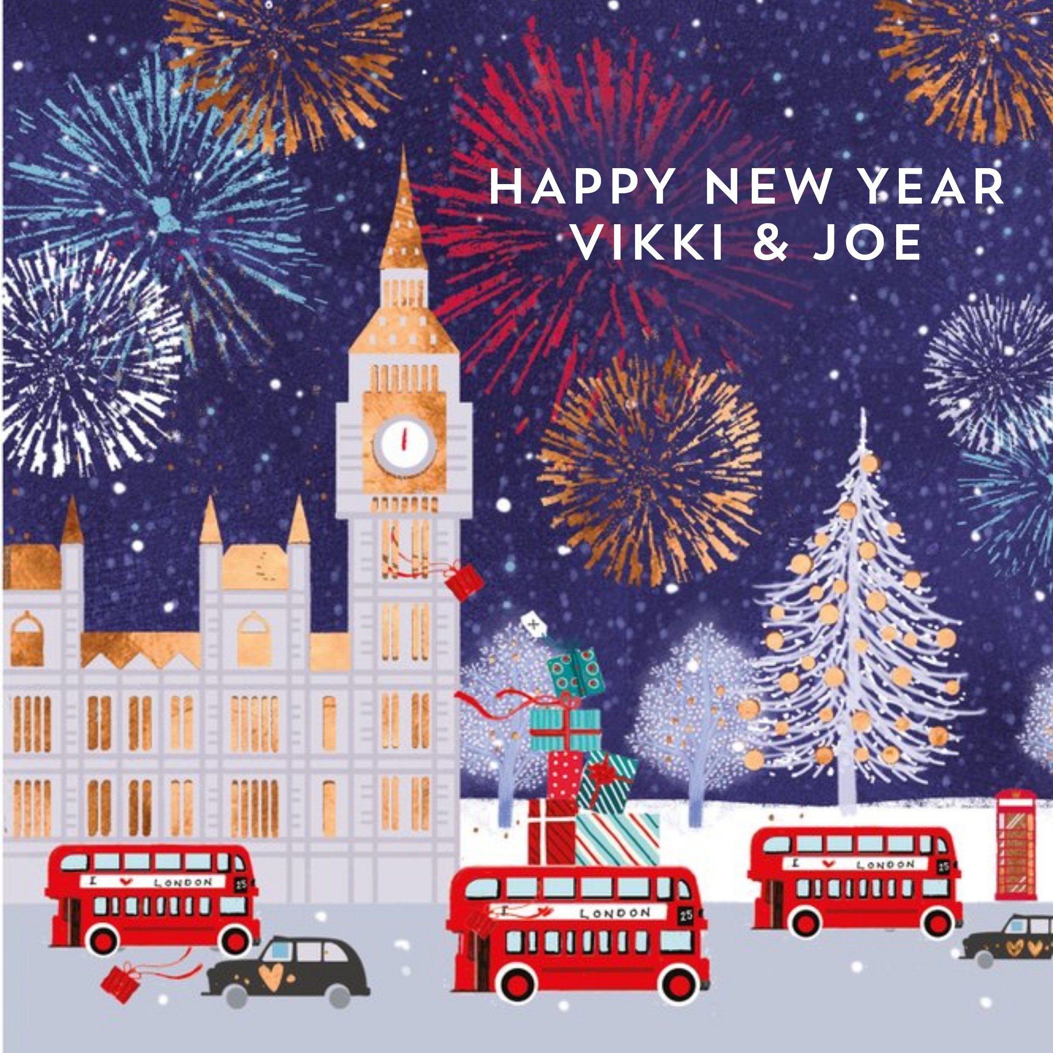 Ling Design Big Ben At Christmas New Year Card, Square