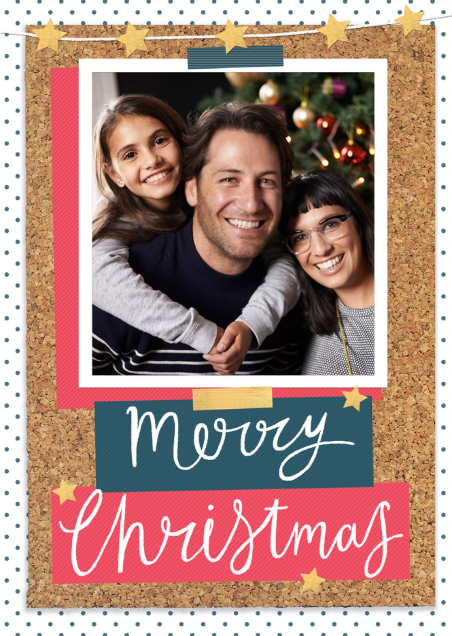 Moonpig Pinboard Gold Star Photo Upload Christmas Card Ecard