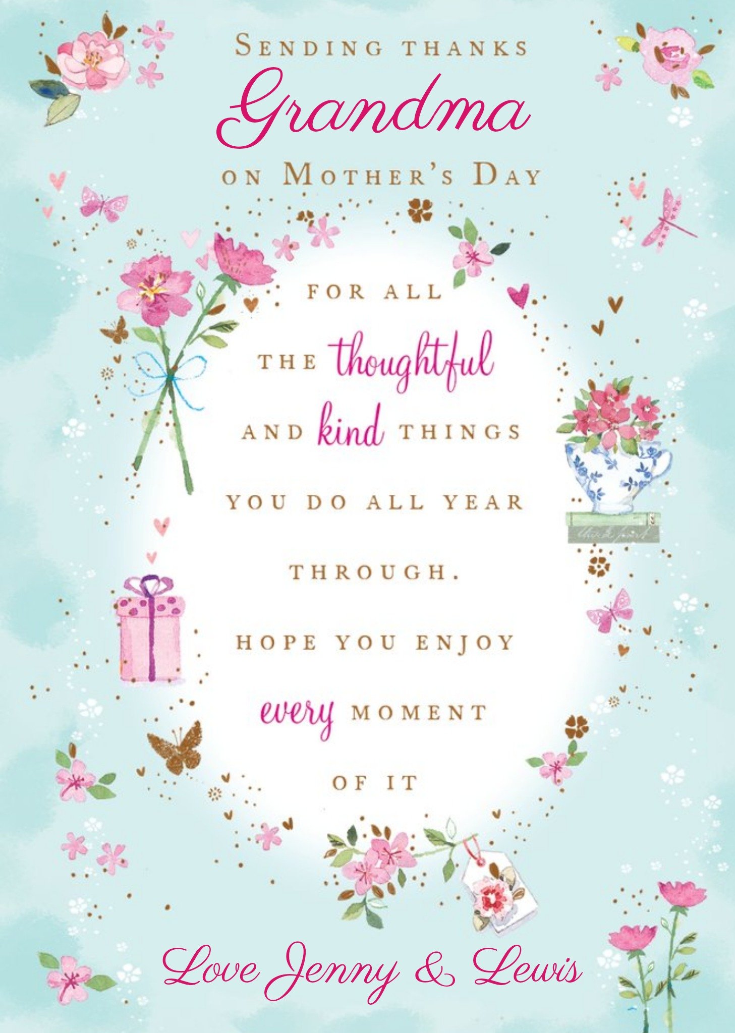 Ling Design Sending Thanks Grandma On Mothers Day Card, Large
