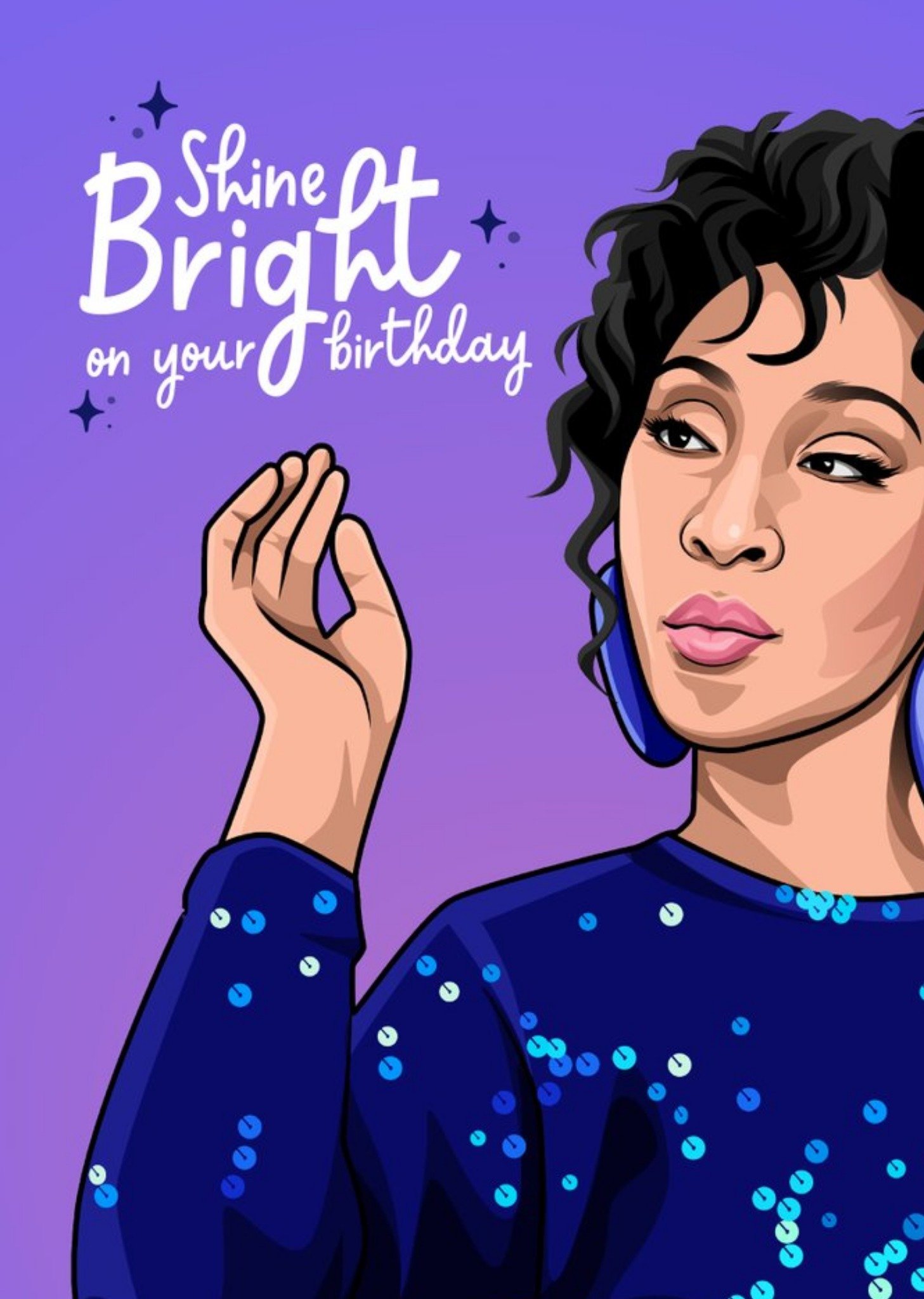 All Things Banter Illustration Of Singer Shine Bright Birthday Card, Large