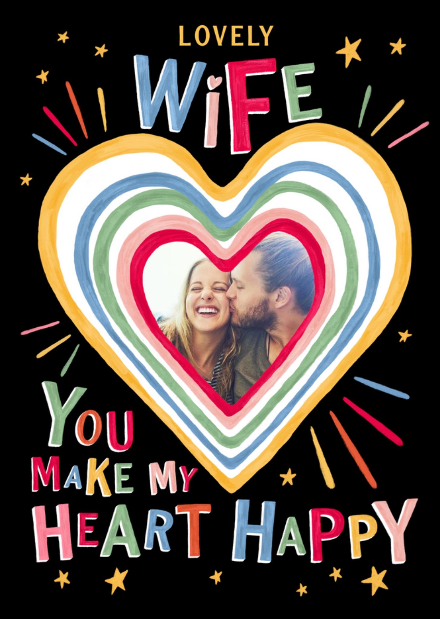 Moonpig Lovely Wife Love Heart Photo Upload Card, Large