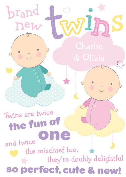 Brand New Twins New Baby Card