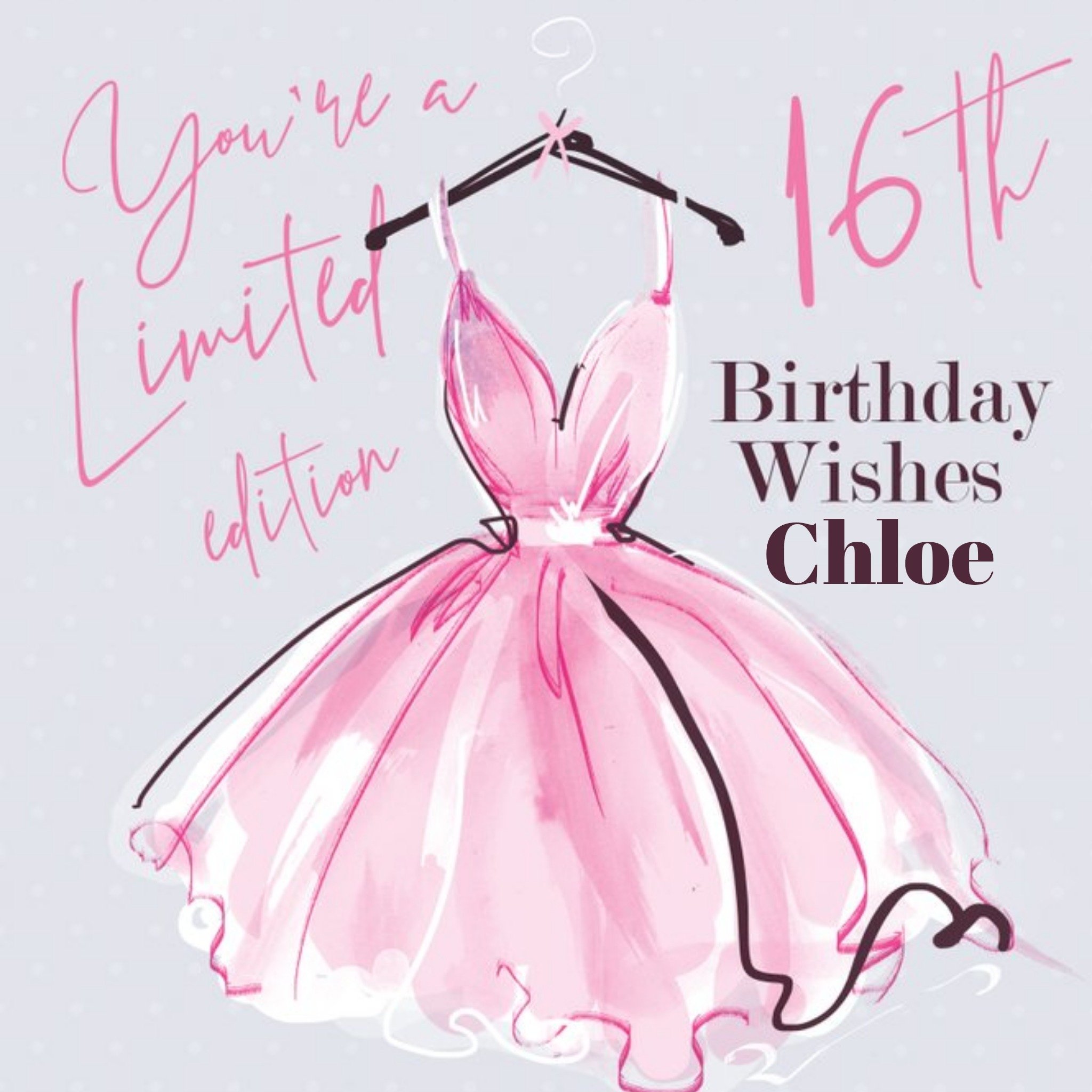 Moonpig Fashion Illustration You're A Limited Edition 16th Birthday Wishes Card, Square