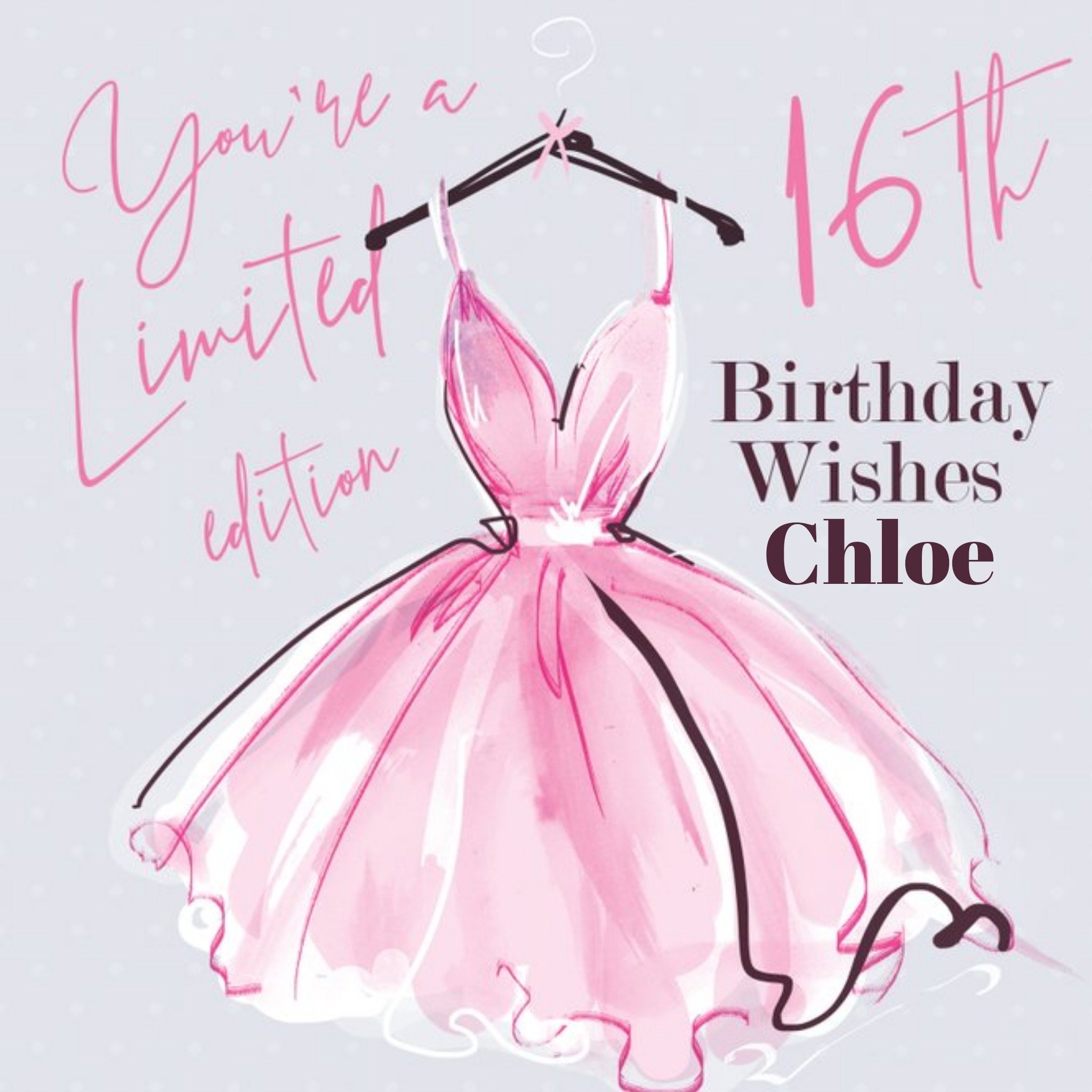 Fashion Illustration You're A Limited Edition 16th Birthday Wishes Card, Square