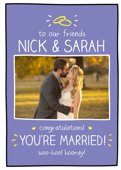 Happy Jackson Typographic Photo Upload  Congratulations You're Married Card