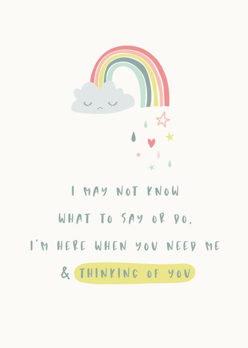 Illustration Of A Sad Cloud With A Rainbow Thinking Of You Card