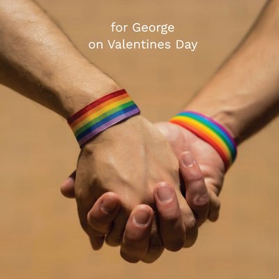 Modern Photographic Gay Men Holding Hands Wearing Rainbow Coloured Bracelets Valentines Card