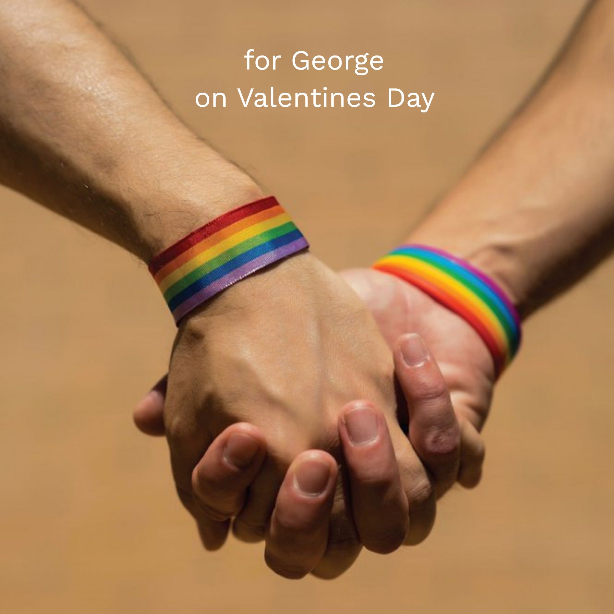 Modern Photographic Gay Men Holding Hands Wearing Rainbow Coloured Bracelets Valentines Card, Square