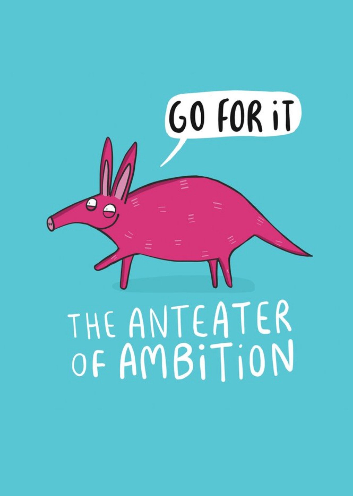 Moonpig Illustrated Anteater Of Ambition Good Luck Card Ecard