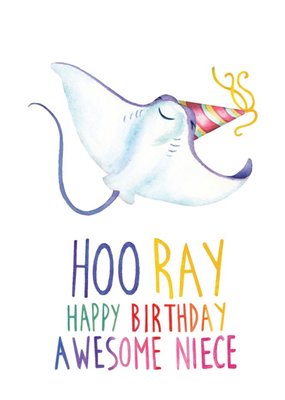 Cute Stingray Hooray Awesome Niece Birthday Card