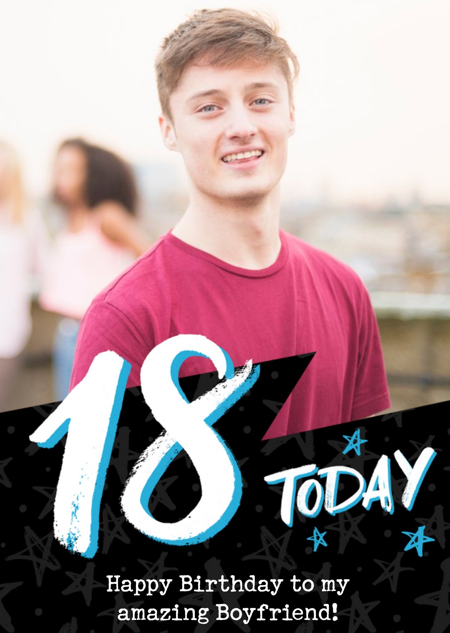 Blacktypographic Photo Upload Boyfriend 18th Birthday Card Ecard